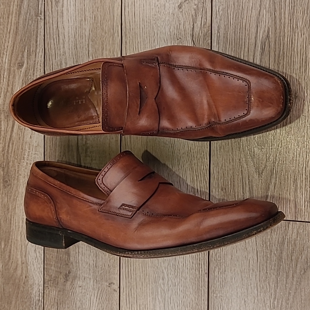 SILVANO SASSETTI Italy Brown Leather Goodyear‎ Sz 11 Mens Penny Loafers Shoes